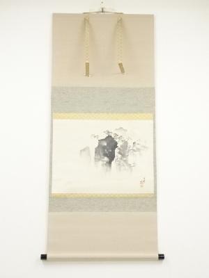 林文塘筆　蓬莱　肉筆紙本掛軸（共箱）